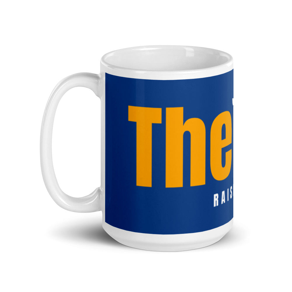 The Bay RAISED ME (Blue) glossy mug
