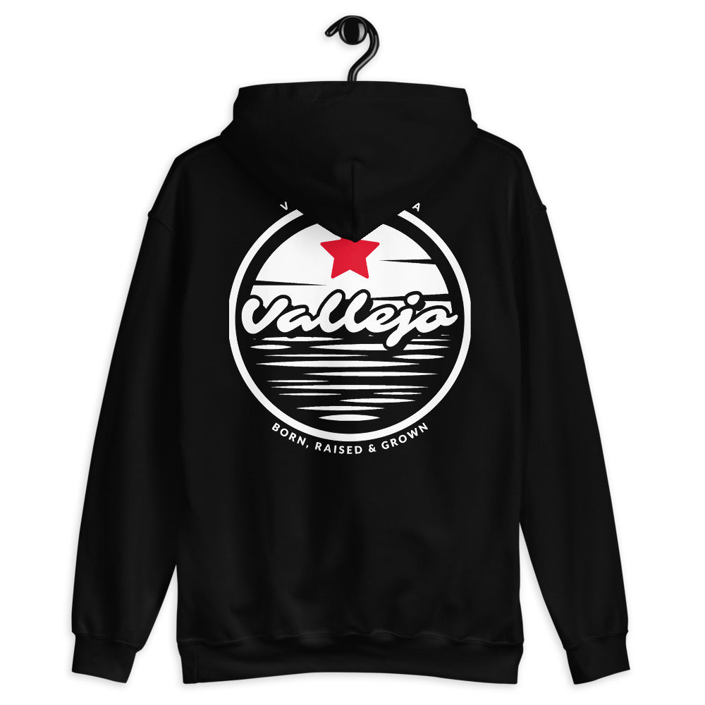 Born & Raised/ Vallejo (front & back images) Unisex Hoodie
